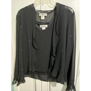Patra Womens Vintage 2 Piece Tank Top & Jacket Set Long Sleeve Black 12 Blazer
